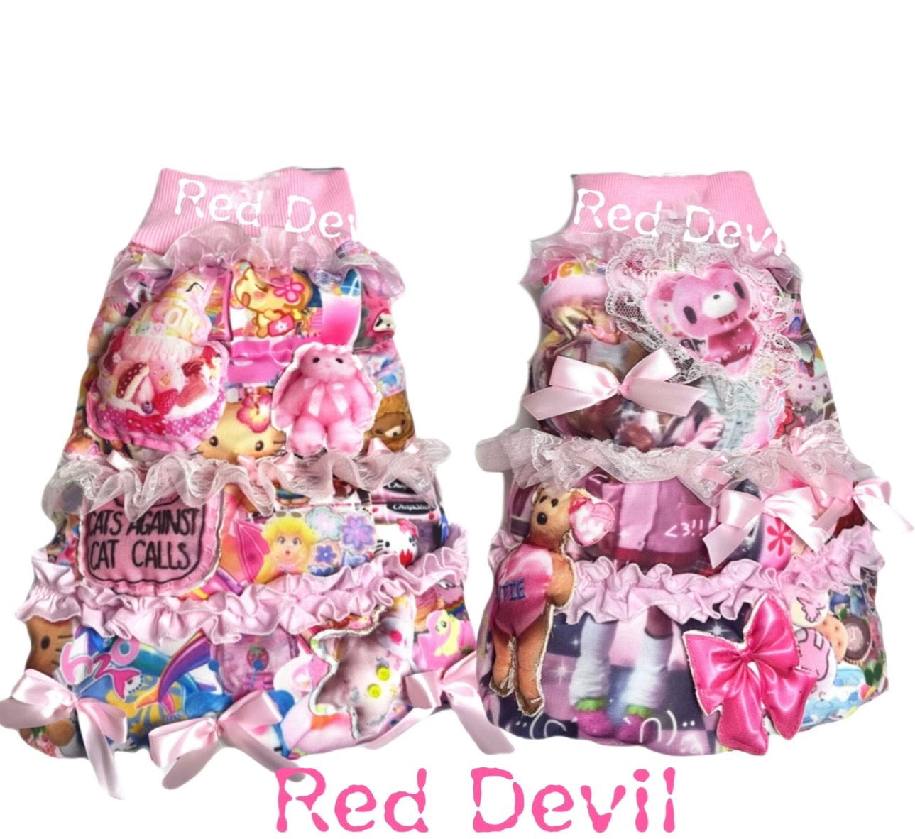 RedDevil Visual Kei Leg Covers | Harajuku Y2K Decora Leg Warmers leg warmmers Red Devil Lace Pink
