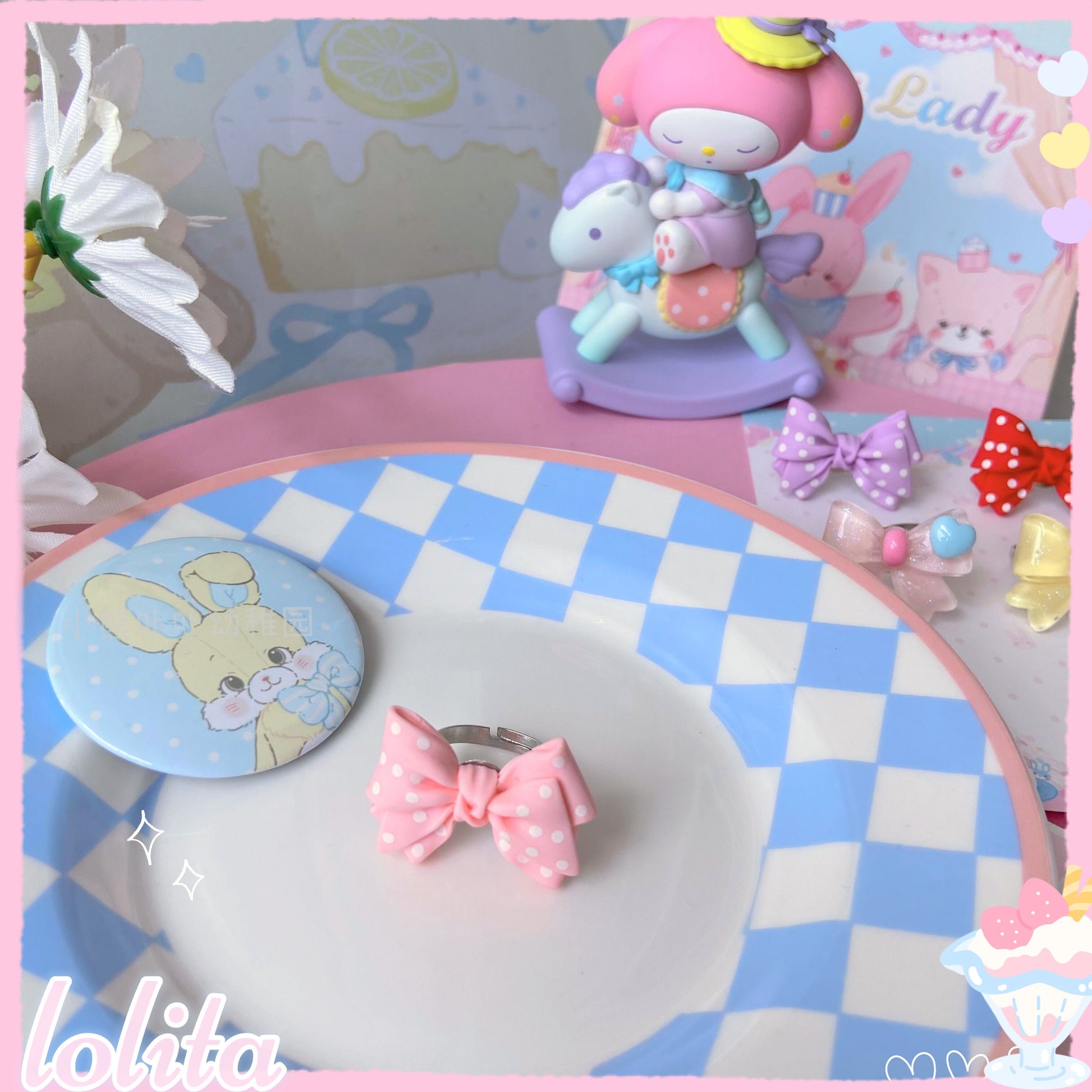 Bear Doll - Decora Kei Bow Ring ring Bear Doll Pink