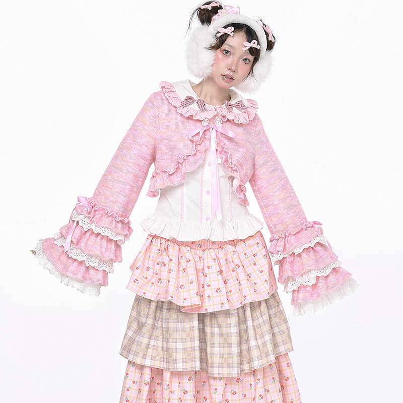 SOS MEME CLUB - Kawaii Sweet Pink Knit Top cardigan SOS MEME CLUB S