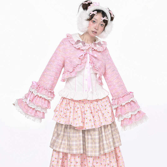 SOS MEME CLUB - Kawaii Sweet Pink Knit Top cardigan SOS MEME CLUB S