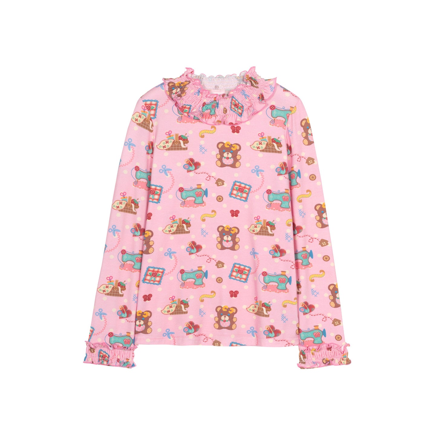Lutra Jump - Decora Lace Collar Cotton Top shirt Lutra Jump Pink S