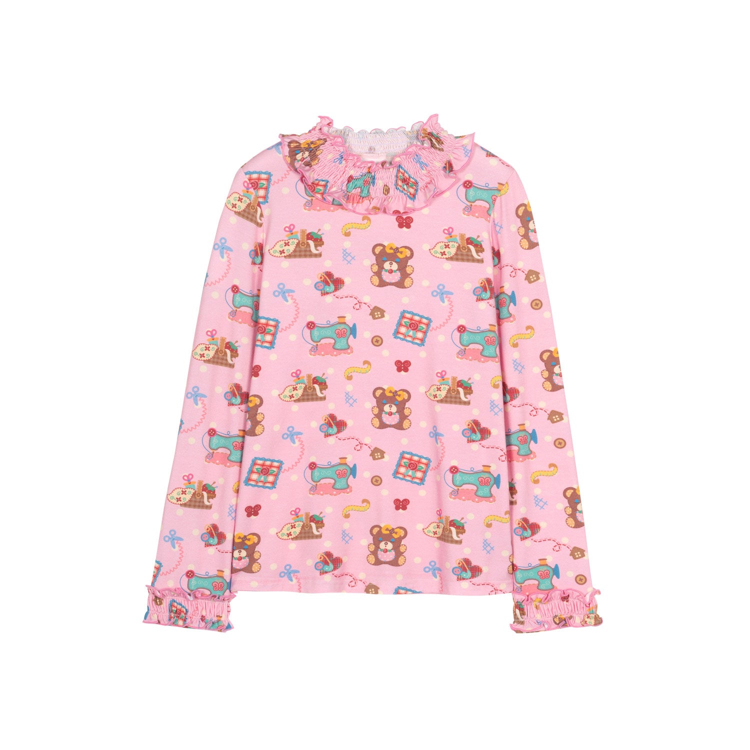 Lutra Jump - Decora Lace Collar Cotton Top shirt Lutra Jump Pink S