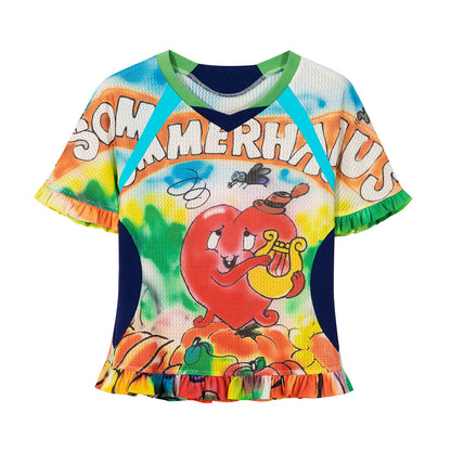 tntntutu Y2K Colorblock Heart Mesh Jersey Top – Sporty Kawaii Harajuku T-Shirt tshirt tntntutu