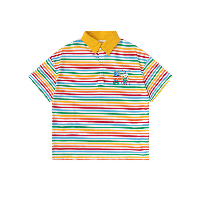 KURIOSITAET - Rainbow Stripe Polo Tee shirt KURIOSITAET XS