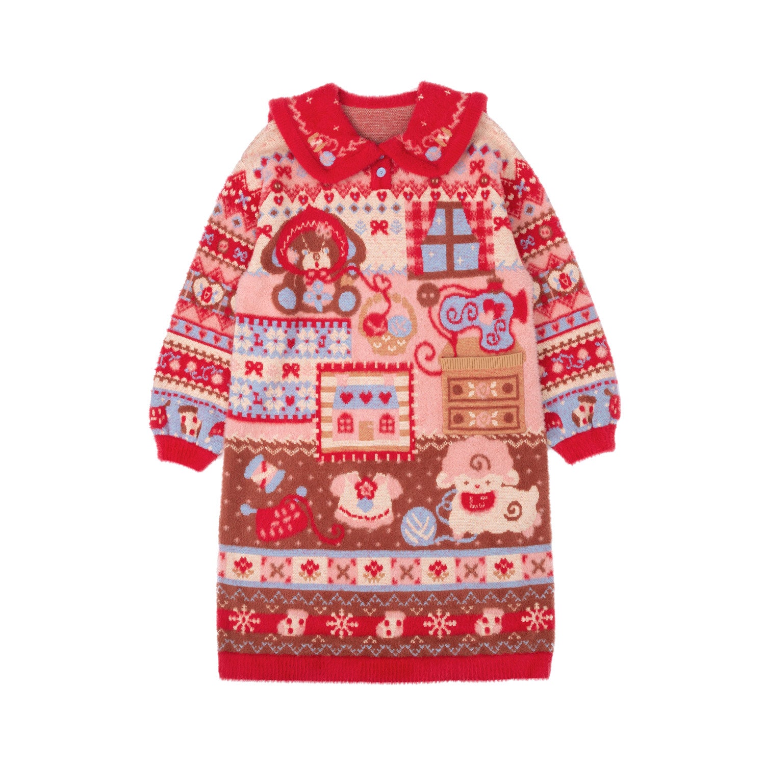 Lutra Jump - Decora Faux Fur Sailor Knit Dress dress Lutra Jump S