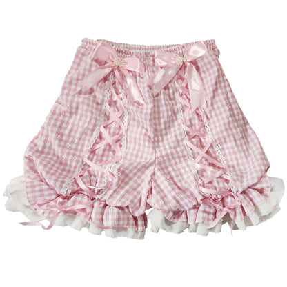 Roro Dream - Kawaii Pink Plaid Pumpkin Shorts shorts Roro Dream XL