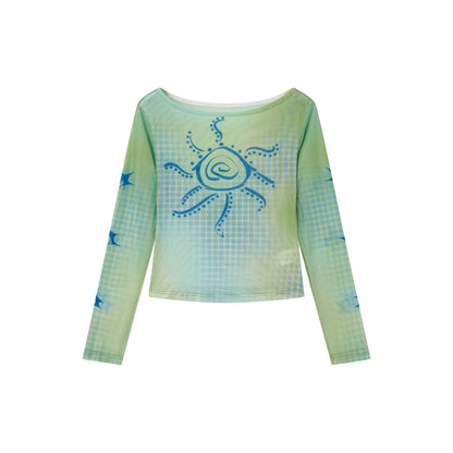 Chemical Girl - Girly Gradient Mesh Fitted Top shirt chemical girl