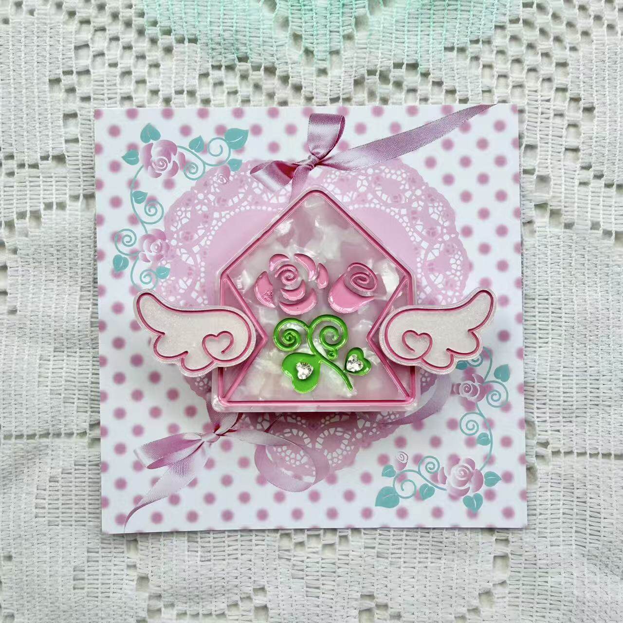 frufru - Rose Letter Envelope Hair Clip hair clip frufru Pink