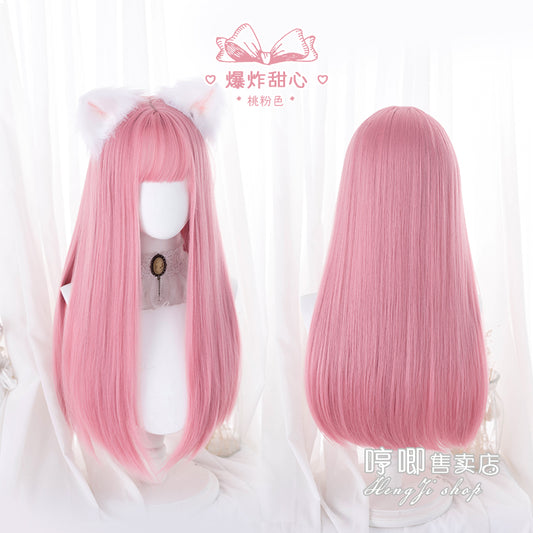 HengJi - Decora Kei Light Pink Long Straight Wig wig hengji