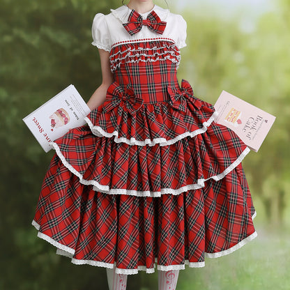 SOS MEME CLUB - Red Cake Lolita Dress dress SOS MEME CLUB S