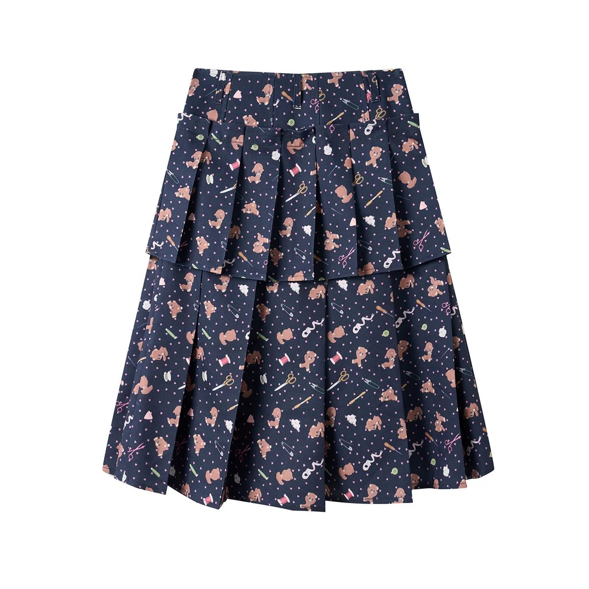 tntntutu - Teddy Floral Layered Pleated Skirt skirt tntntutu Navy Blue S