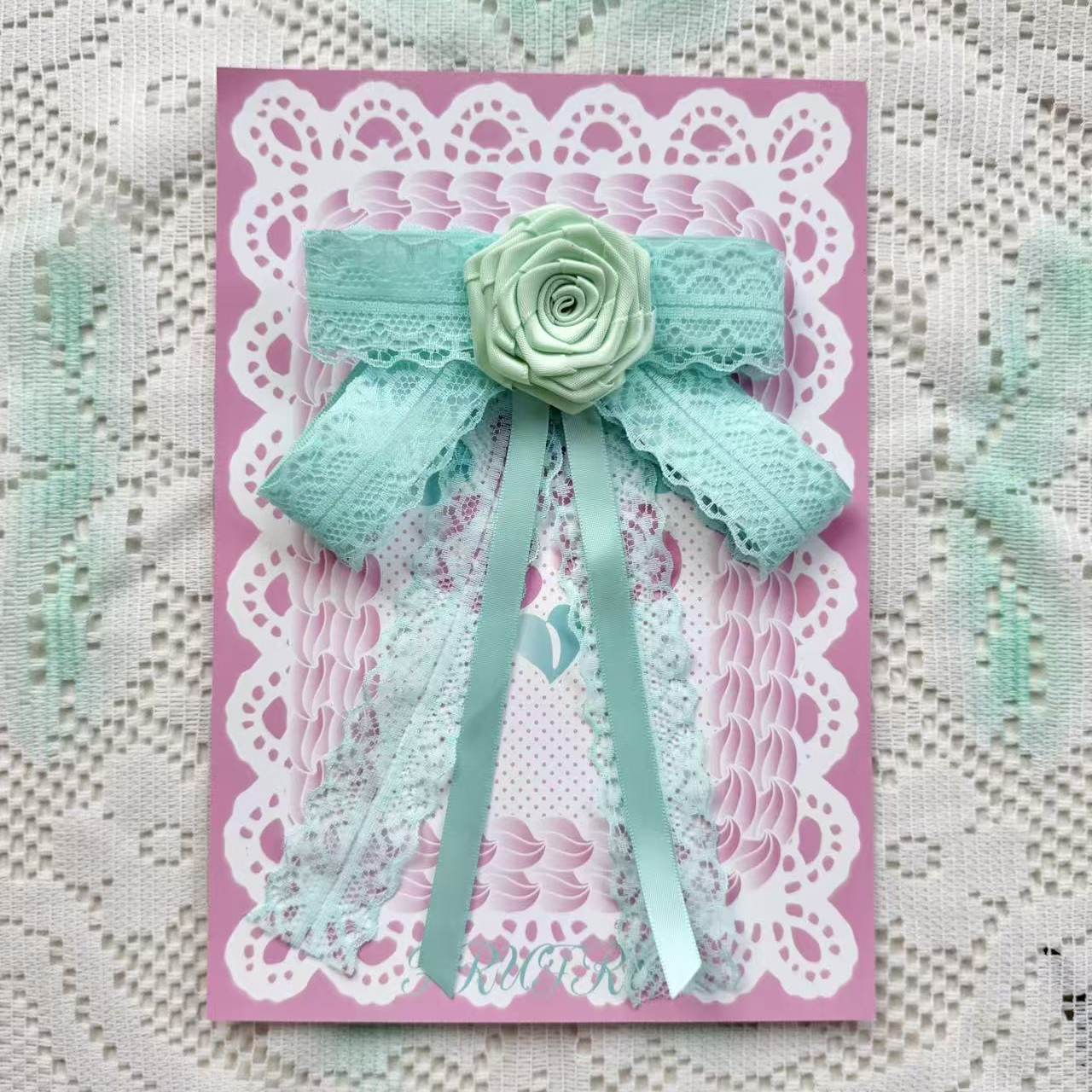 frufru - Vintage Bow Hair Clip Brooch hair clip frufru Mint Green