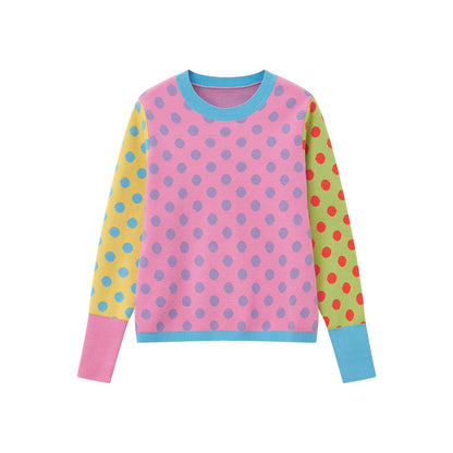 tntntutu - Kawaii Dopamine Polka Dot Knit Sweater sweater tntntutu S