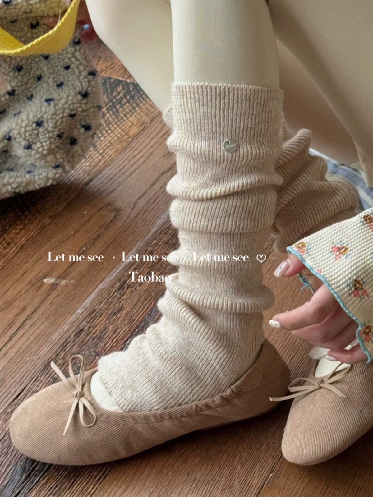 LET ME SEE - Solid Color Wool-Blend Slouch Leg Warmers socks let me see Apricot