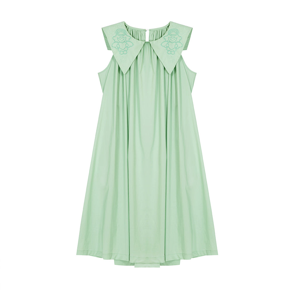 tntntutu Green Dress | Angel Embroidery Sleeveless Dress | Doll Collar Summer Dress dress tntntutu