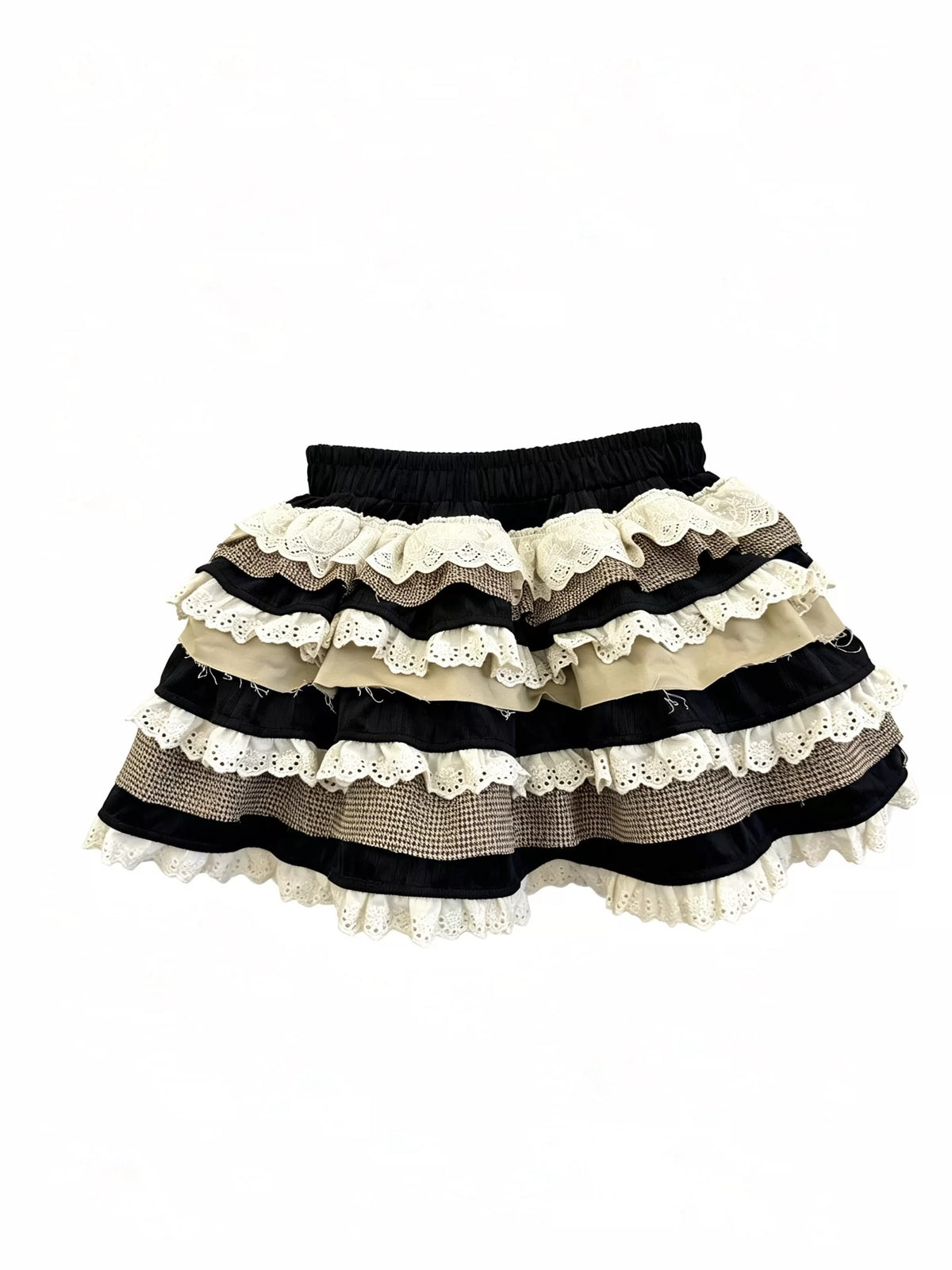 Red Devil - Vintage Lace Patchwork Ruffle Mini Skirt skirt Red Devil
