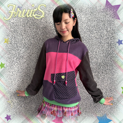 FRUITS - Kawaii Colorblock Fleece Hoodie hoodie Fruits M