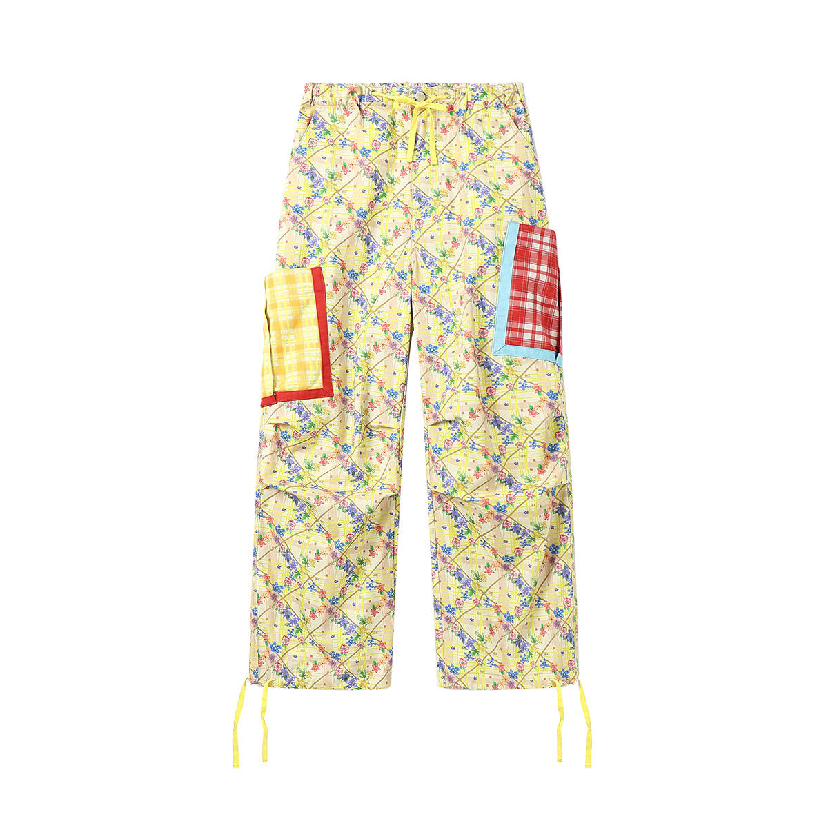 tntntutu - Kidcore Floral Plaid High-Waist Parachute Pants pants tntntutu M