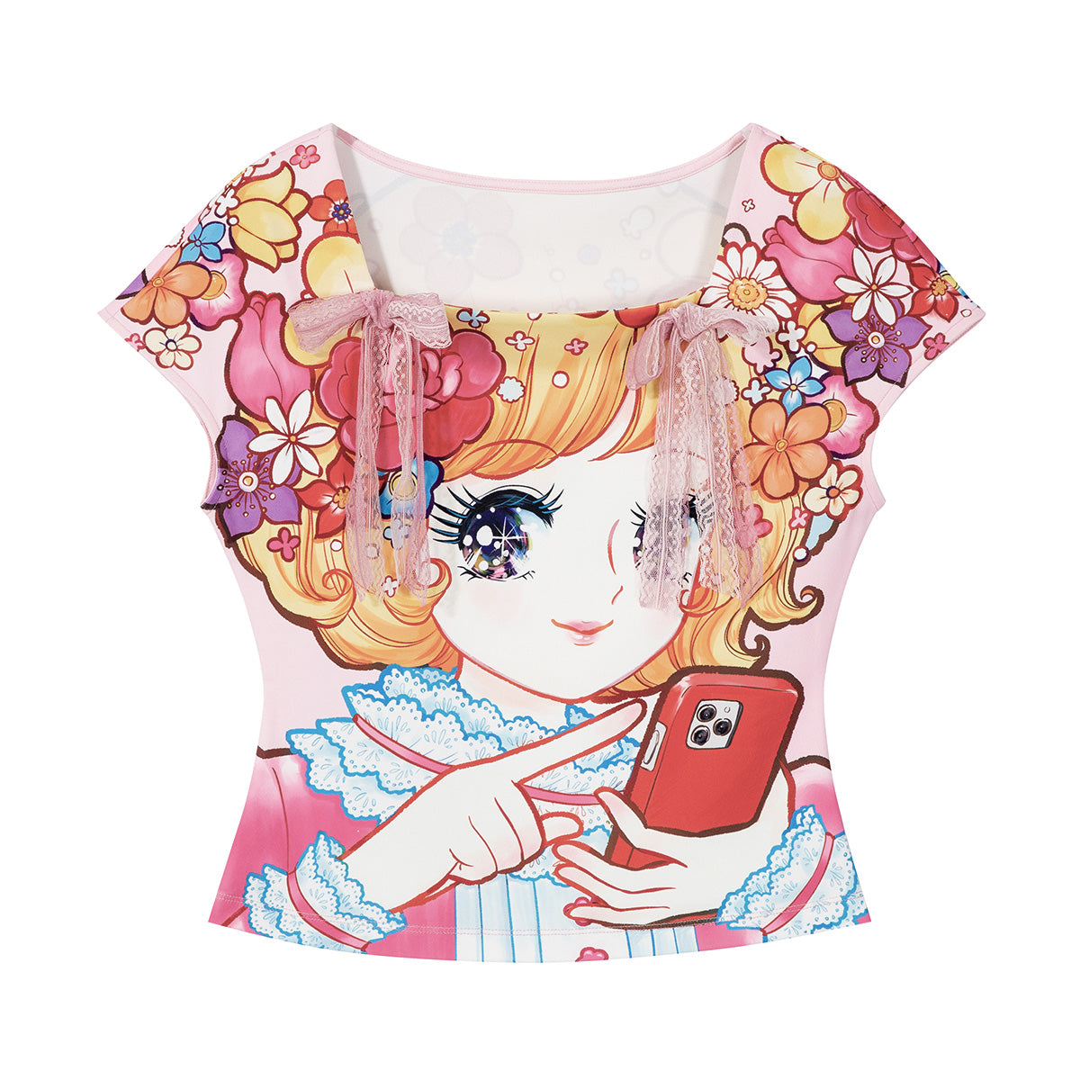 tntntutu Cute Summer Top | Harajuku Pink Lace Bow Girl Short Sleeve Tee tshirt tntntutu
