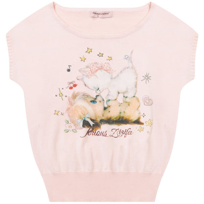 ziziFei - Pink Animal Print Knit Tee shirt ziziFei S