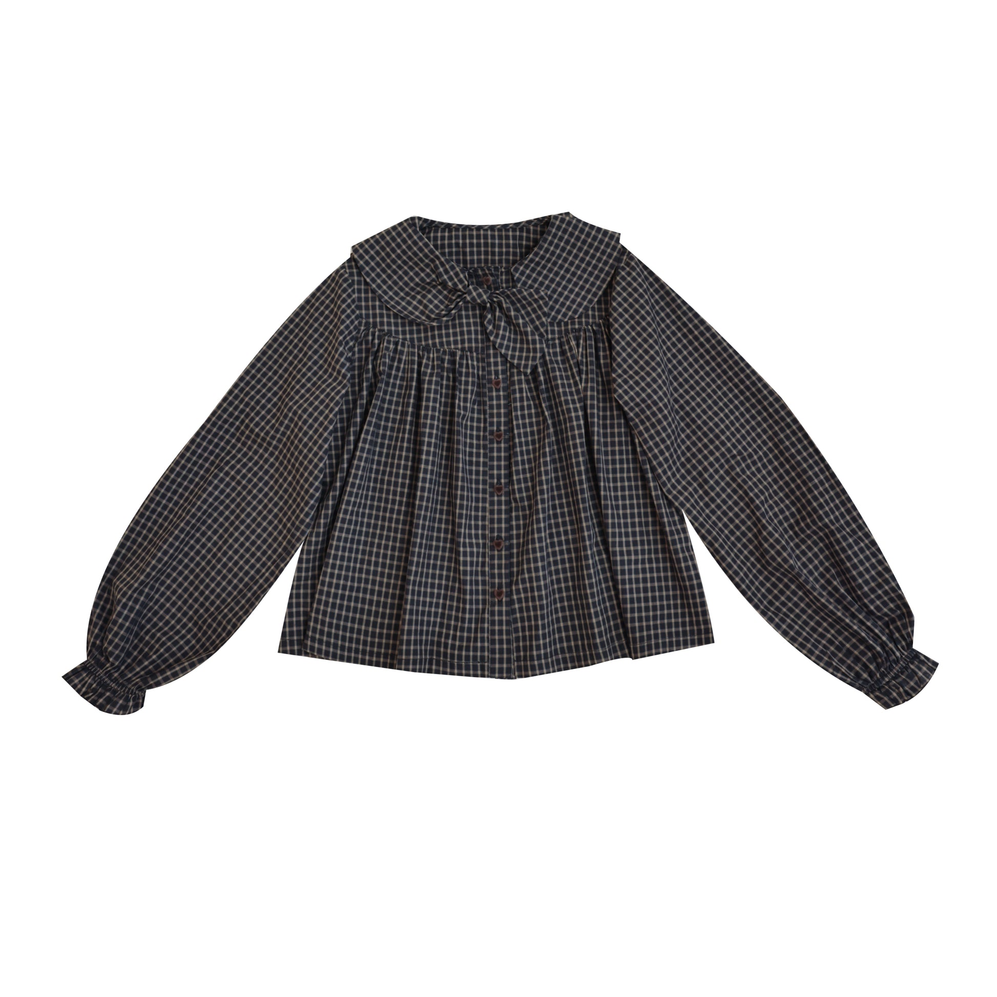 SemenCoicis - Kawaii Dark Green Plaid Bow Collar Shirt shirt SemenCoicis