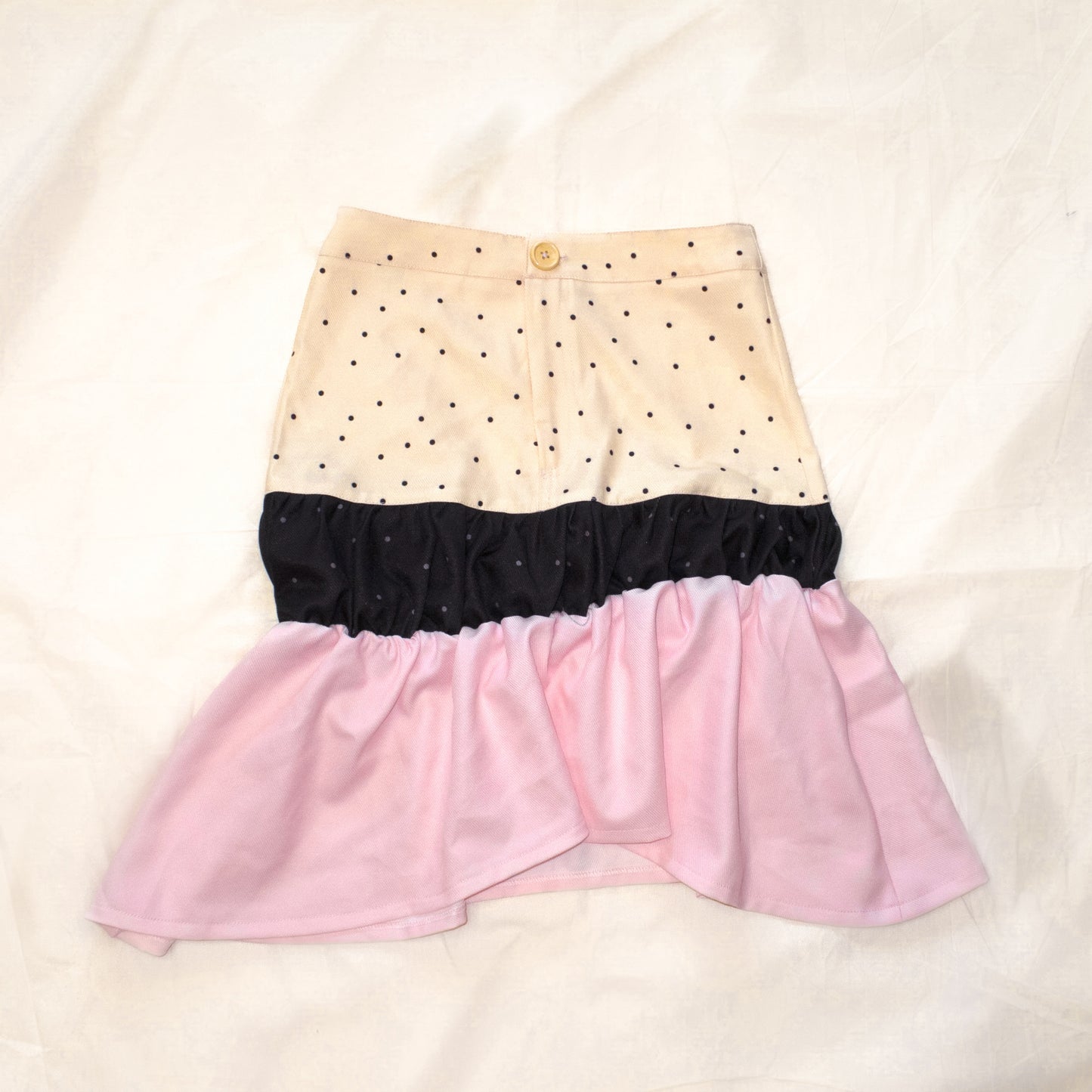 YJM with biubiu - Asymmetric Patchwork Midi Skirt skirt YJM with biubiu S