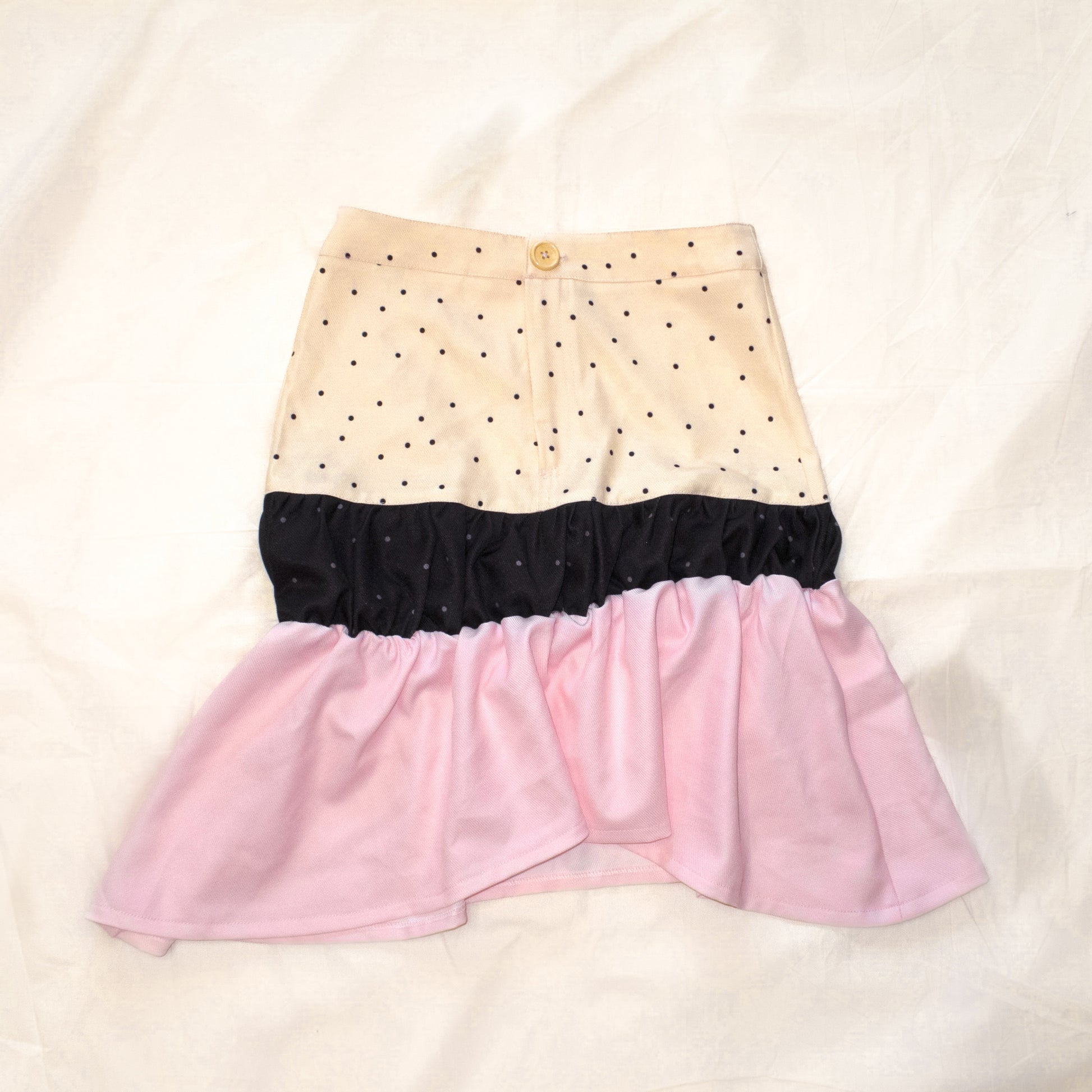 YJM with biubiu - Asymmetric Patchwork Midi Skirt skirt YJM with biubiu S
