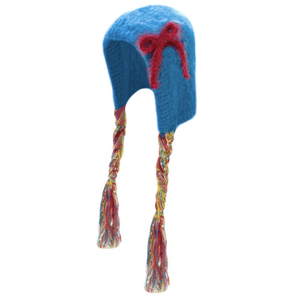 ziziFei - Braided Bow Knit Winter Hat hat ziziFei Blue