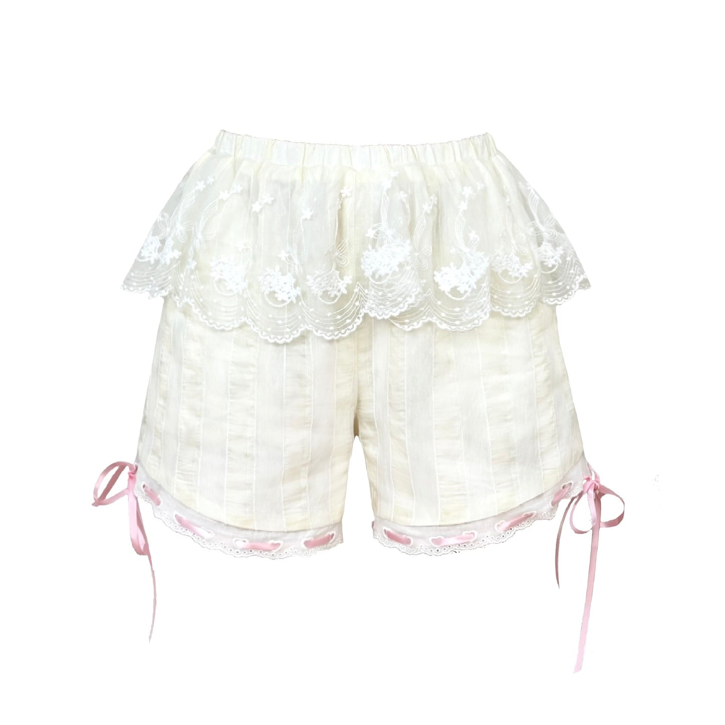 Kawaii Ruffled Shorts – Lace Trim Ribbon shorts Disorder
