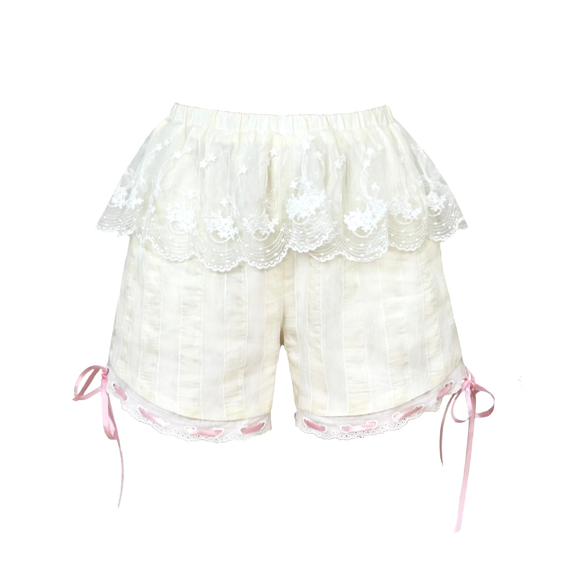 Kawaii Ruffled Shorts – Lace Trim Ribbon shorts Disorder