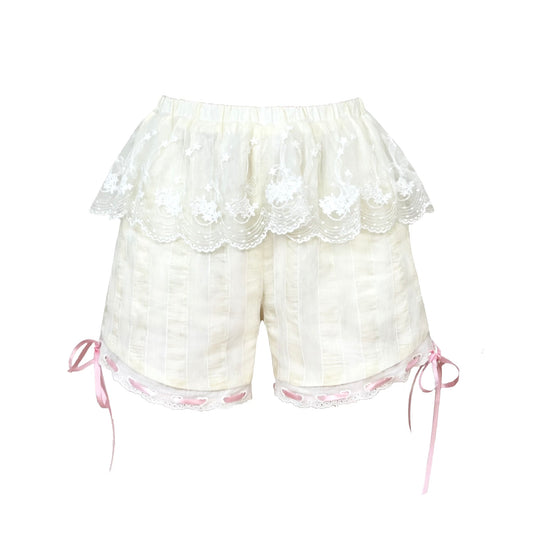 Kawaii Ruffled Shorts – Lace Trim Ribbon shorts Disorder