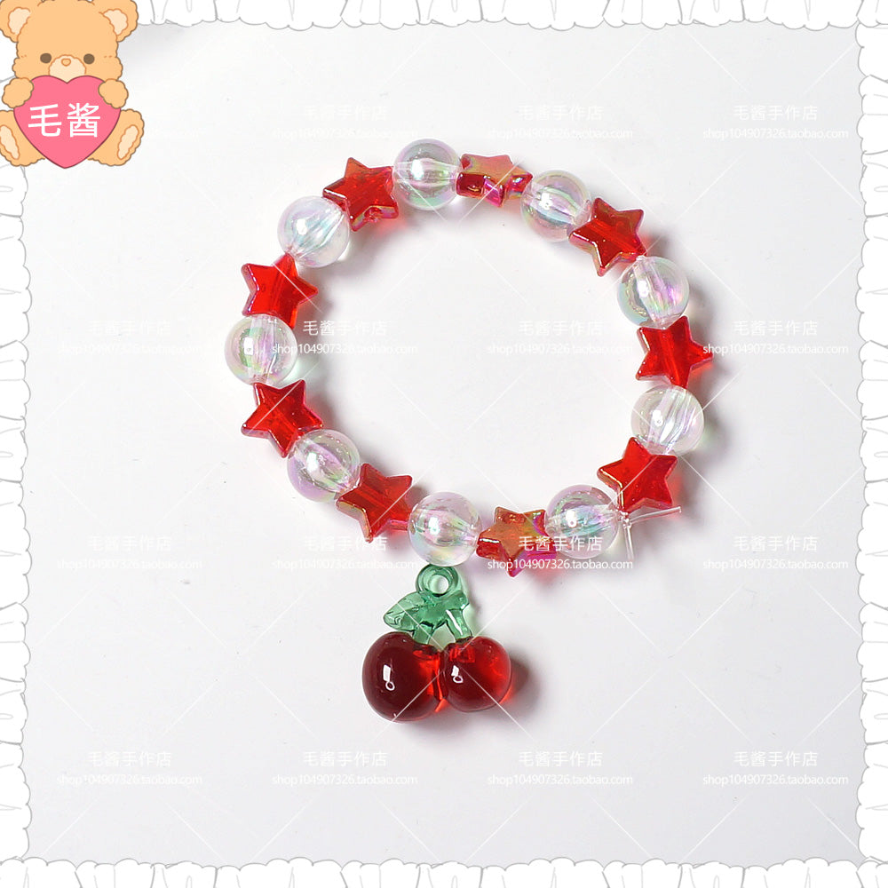 Maojiang Star Strawberry Bear Bracelet | Decora Beaded Accessory bracelet maojiang Red Star & Cherry Bracelet (1 piece)