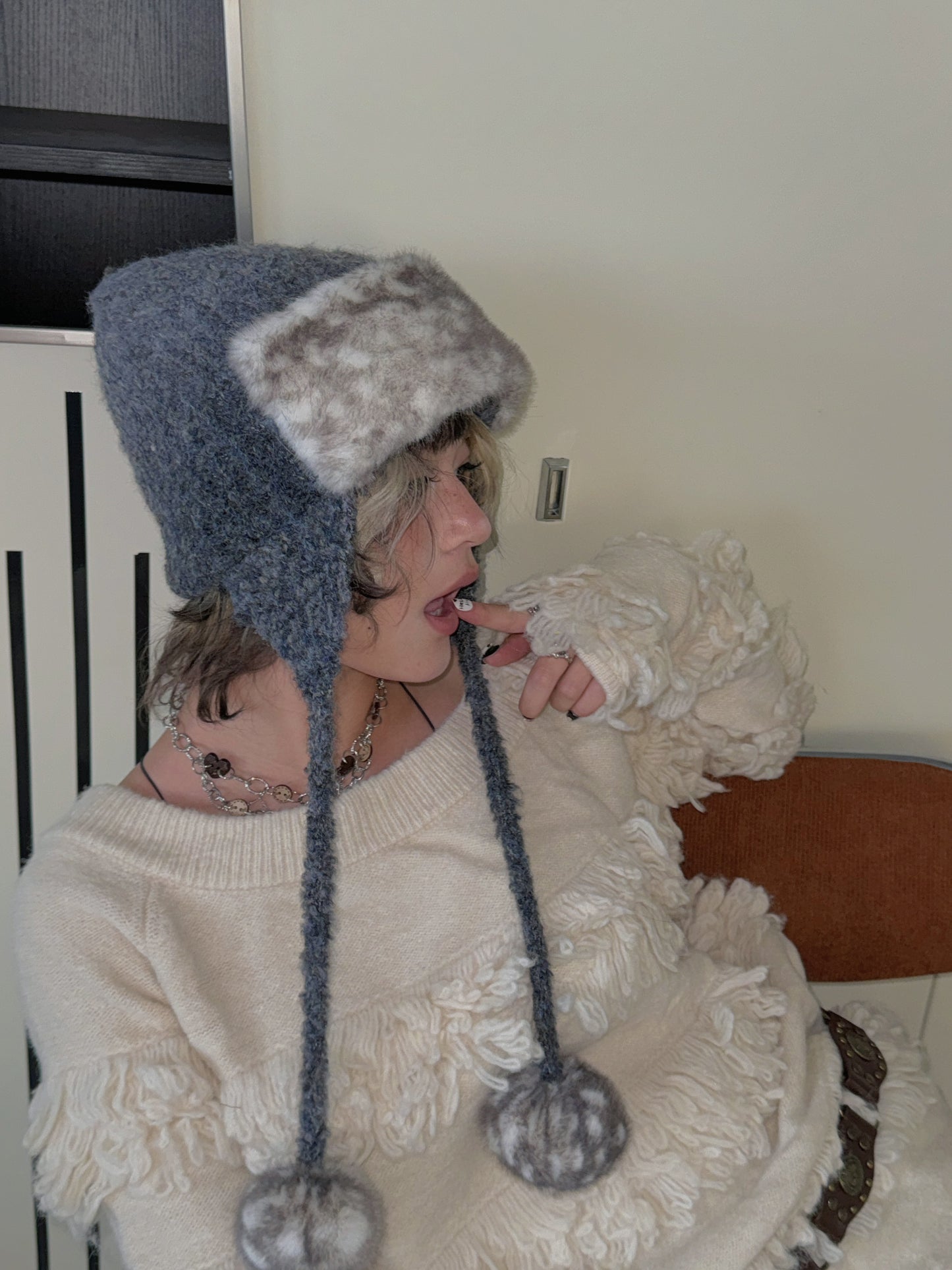 LET ME SEE - Y2K Subculture Plush Ear Flap Beanie hat let me see
