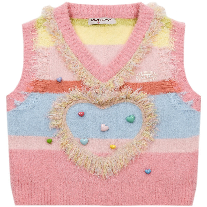 ziziFei - Girly Kei Heart Knit Vest vest ziziFei S