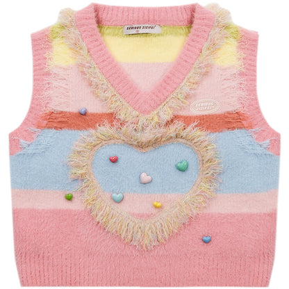 ziziFei - Girly Kei Heart Knit Vest vest ziziFei S