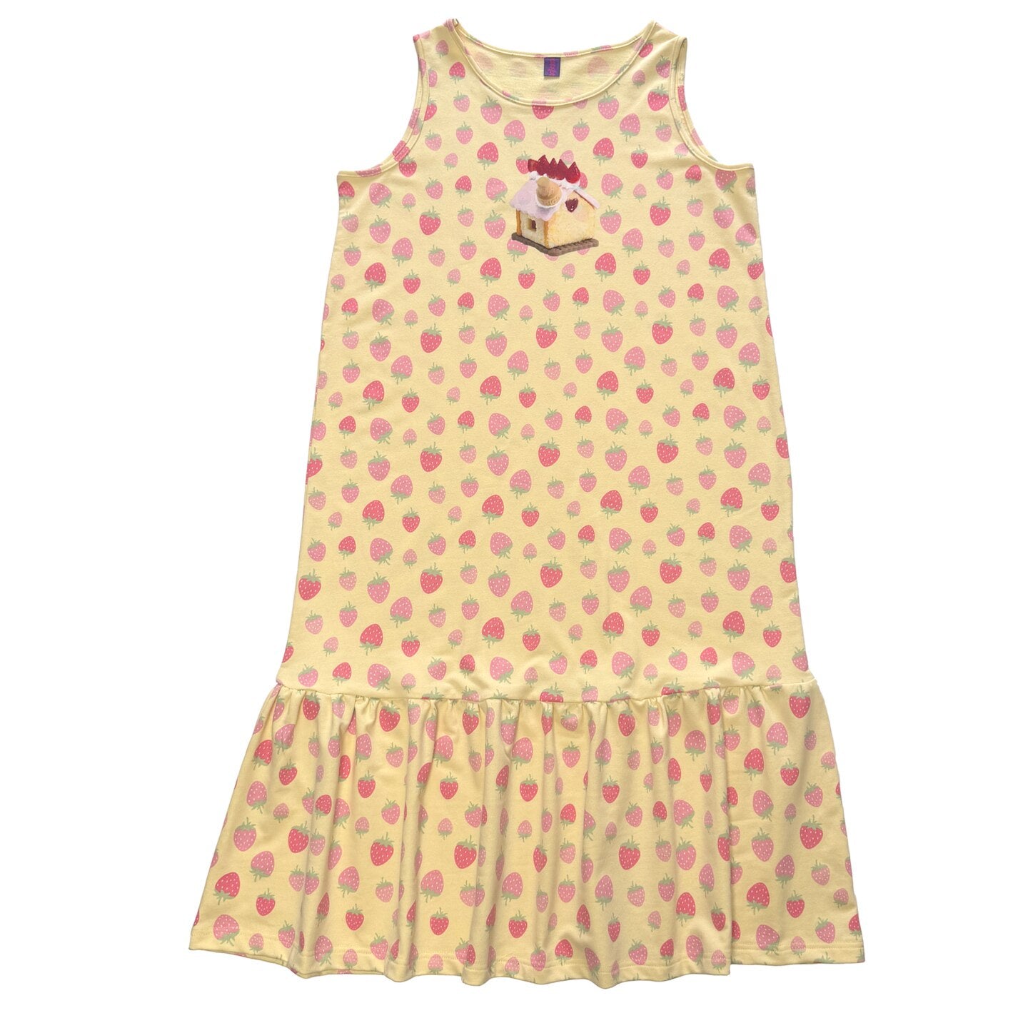 bunnybunnygun - Cream Strawberry Tank Dress dress bunnybunnygun