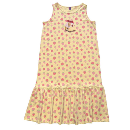 bunnybunnygun - Cream Strawberry Tank Dress dress bunnybunnygun
