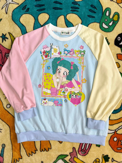 Robootoo - Retro Girl Cartoon Raglan Sweatshirt