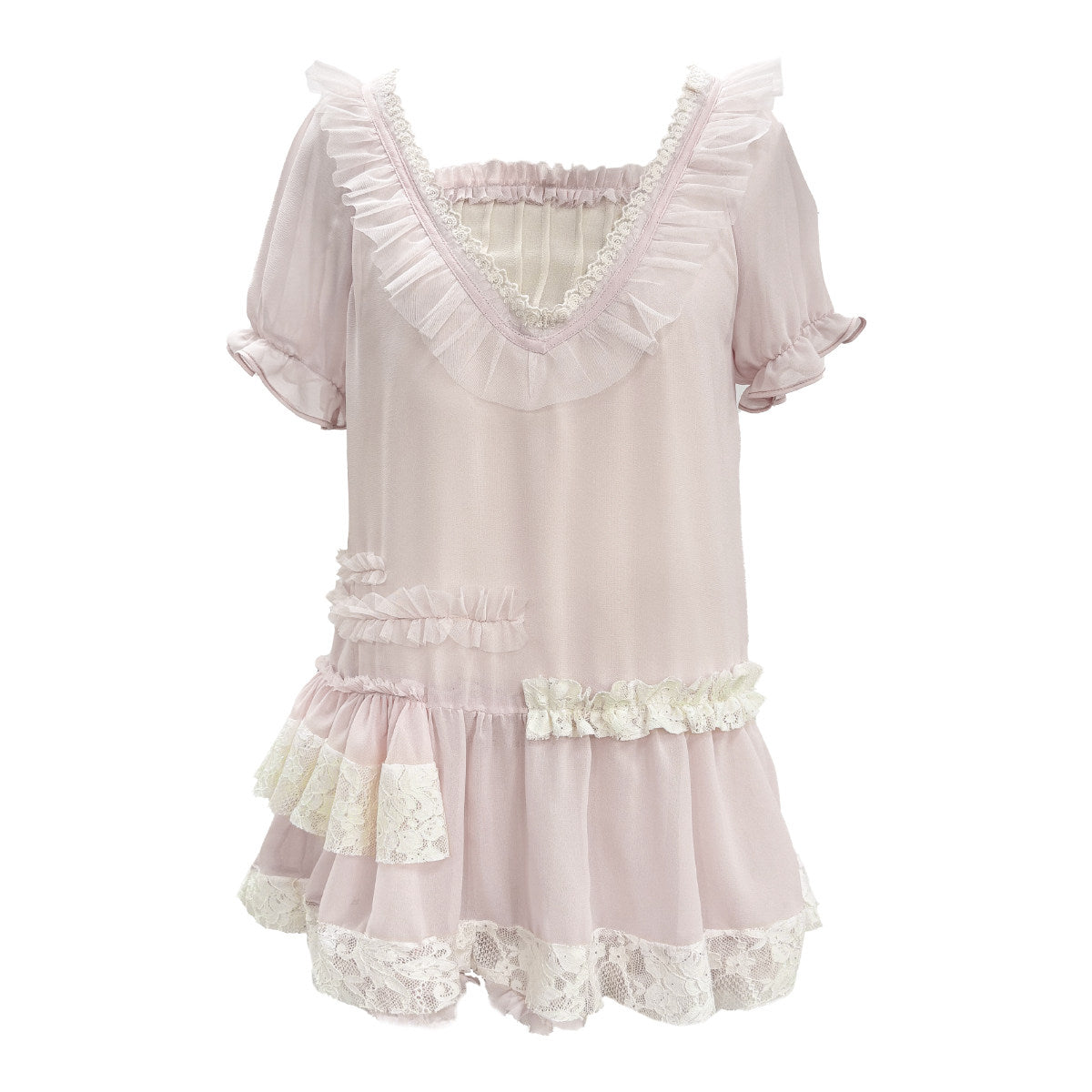Rose Island - Fairycore Ruched Chiffon Top shirt Rose island S