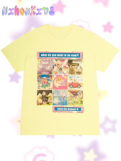 NIHON KIDS - Y2K Mouse Print T-Shirt 100% Cotton Casual tshirt NIHON KIDS