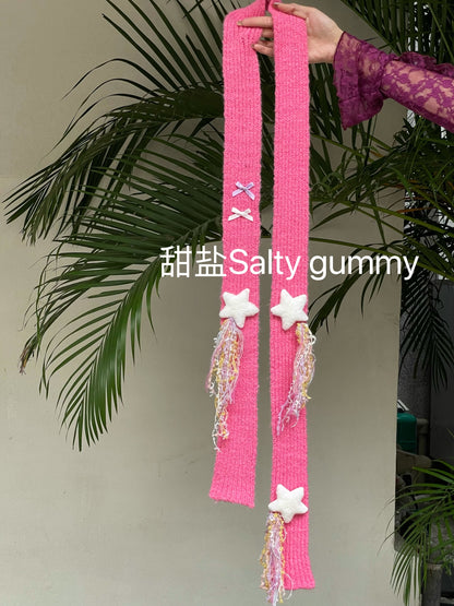 Salty Gummy - Y2K Long Knit Scarf Cute Playful Sweet Cool Aesthetic scarf Salty Gummy Pink