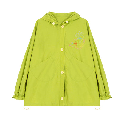 tntntutu Green Bear Hoodie | Embroidered Summer Hoodie | Lightweight Sun Protection Jacket jacket tntntutu