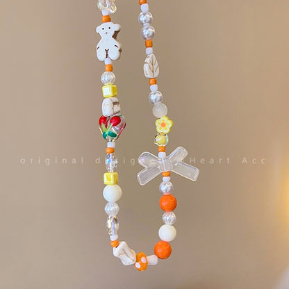 Decora Kei – Strawberry Candy Balloon Dog Bead Necklace necklace Flipped Orange