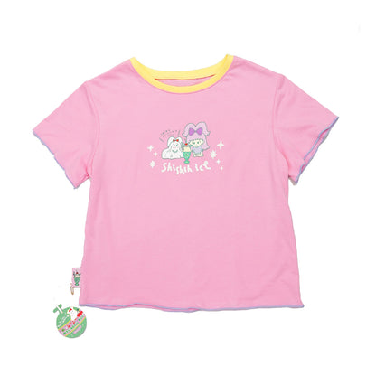 shishihshop Ice Cream T-Shirt | Soda Colorblock Tee | Harajuku Y2K Cotton T-Shirt shirt shishihshop Light Pink