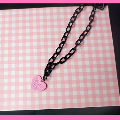 maojiang - Kawaii Heart Necklace Y2K Harajuku Simple Pendant necklace maojiang Black Chain with Pink Pendant