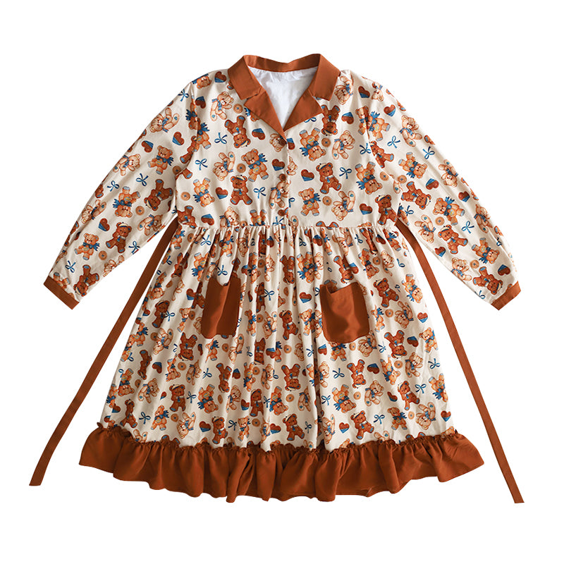 Mameya - Kawaii Bear Print Long-Sleeve Dress dress Mameya