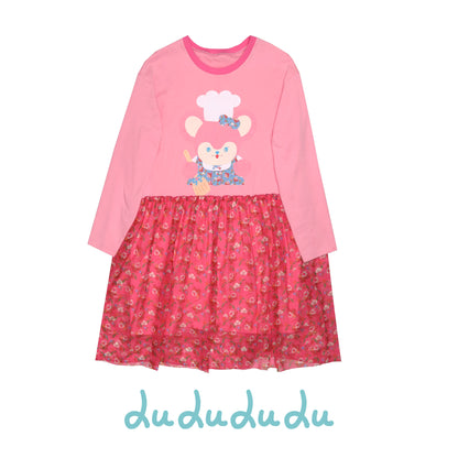 LULULULU - Kawaii Chef Mouse Print Chiffon & Knit Long Dress dress LULULULU S