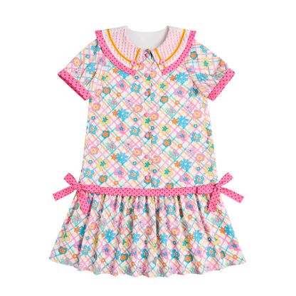 Lutra Jump Dress Large Collar Floral Dress Cute Short Sleeve Dress dress Lutra Jump