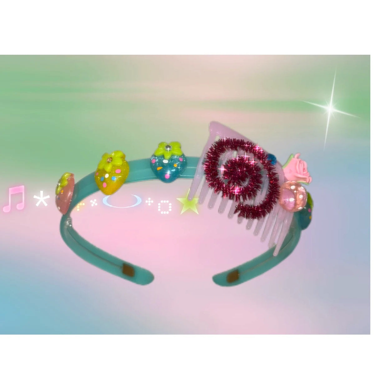 Salty Gummy - Strawberry Rhinestone Character Headband headband Salty Gummy Mint Green