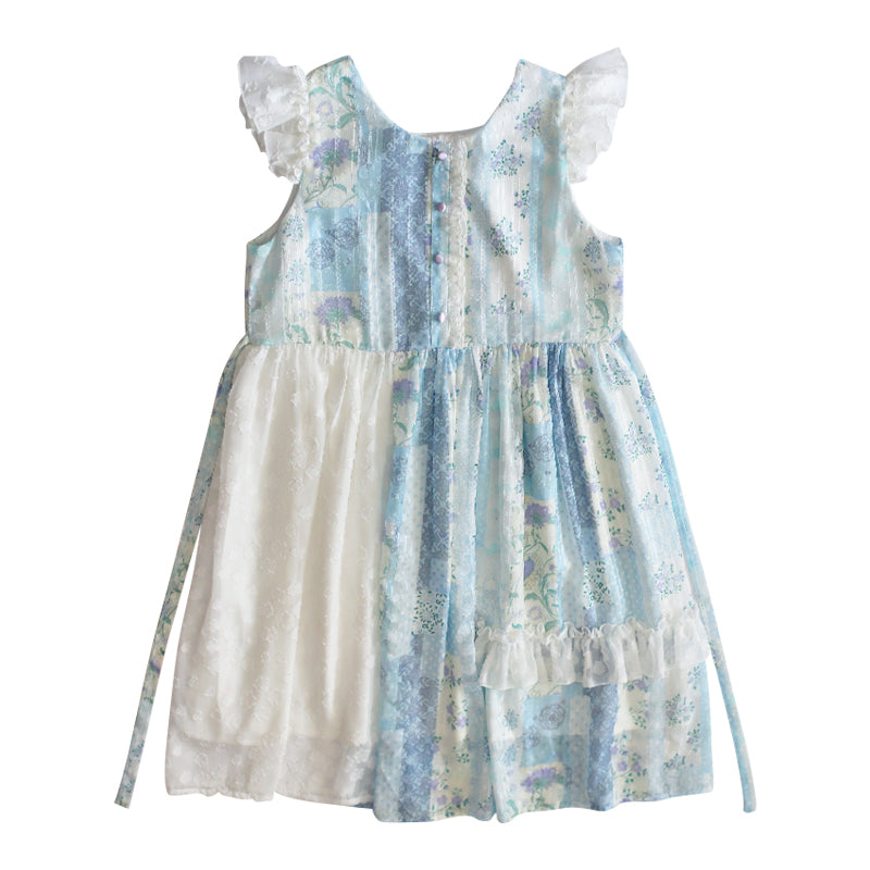 Mameya - Kawaii Light Blue Chiffon Vest Dress Ruffle Cap Sleeve Midi dress Mameya